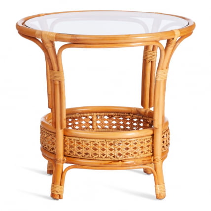 Комплект PELANGI 02/15 ( стол со стеклом + 4 кресла ) [с подушками] ротанг, кресло 65х65х77см, стол диаметр 64х61см, Honey (мед)_1