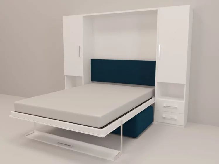 Диван кровать-трансформер Смарт 1 со шкафами и пуфом 1600 Ясень шимо темный_1