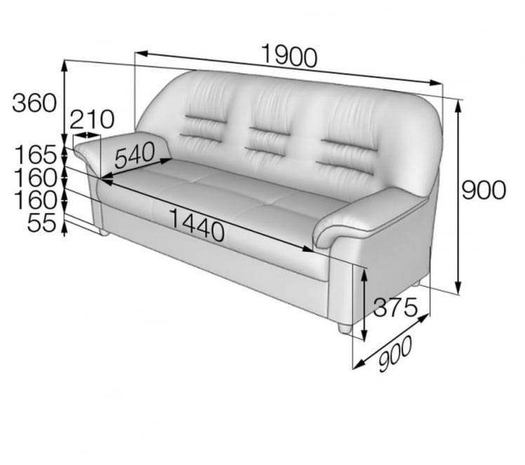 Диван трехместный с подлокотниками Премьер V-100/13_13