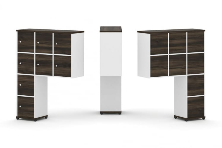 Надставка на стол высокая односторонняя + задняя стенка (8 шт.) + распашной фасад (8 шт.) CONCEPT CN.ONV-010 Дуб Мали Белый бриллиант Черный металл_0