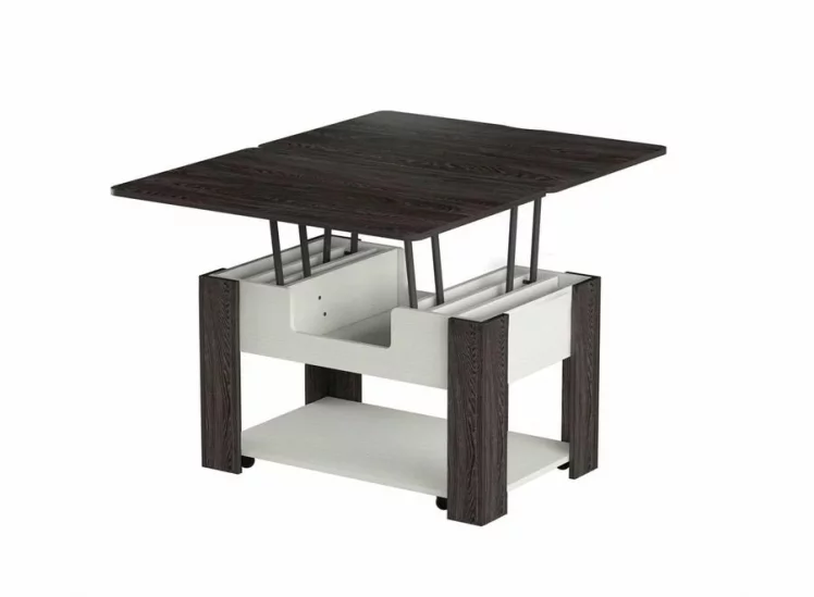 Стол-трансформер раскладной Стэп-4 Ясень черный Бодега белый_1