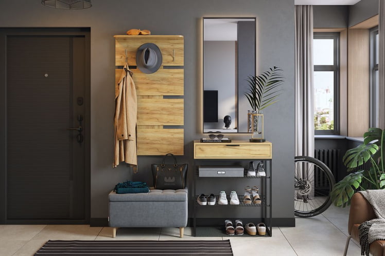 Обувница Краш LMN-13 черный муар/дуб крафт золотой_6