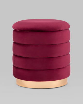 Пуф Франсис с ящиком велюр Винный_3