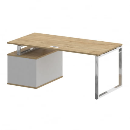 Стол руководителя с опорной тумбой , правый SHIFT SK.SRT-180 (R) Тиквуд Светлый/Белый Бриллиант_1