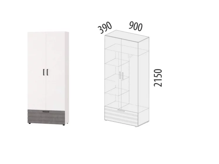 Шкаф для одежды с полками и штангой Денвер 400.02_1