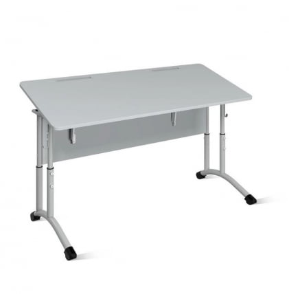 Стол ученический 2-местный регулируемый (ростомат) (рост 3-5) 1200х500 мм ЛДСП Бук/Металл Серый_1