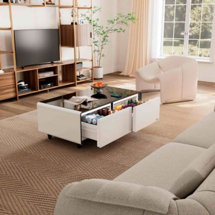 Умный кофейный столик с холодильником EUREKA TB135, White+Black_5