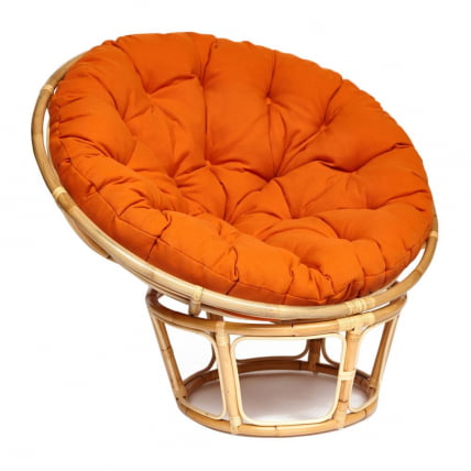 Кресло PAPASAN ECO/ПАПАСАН ЭКО P115-1/SP STD /c подушкой, ремешками/ диаметр подушки 122 см, 115x101x92 см, Natural (натуральный), ткань Оранжевый, С 23_0