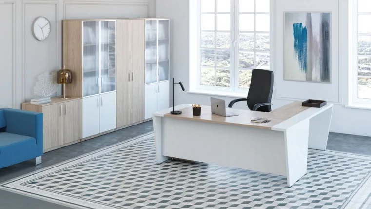 Стол письменный с глянцевой панелью ASTI AST33911221 Вяз Белый_1