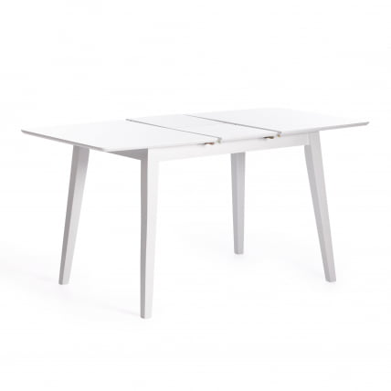 Стол обеденный раскладной Retro дерево гевея, МДФ, 110+30 x 75 x 75см, Белый (White)_4