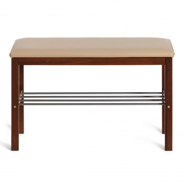 Банкетка BERYL дерево / экокожа, 67*31*49 см, темный орех/бежевый_2