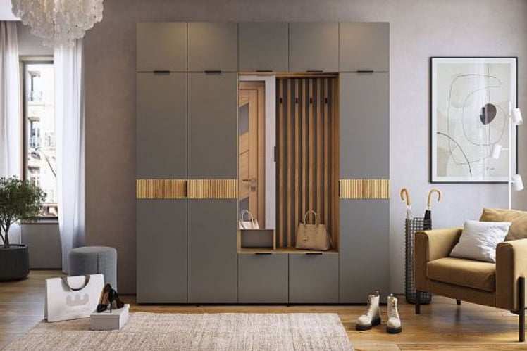 Антресоль двухдверная Бери MPR-025 Дуб крафт золотой/графит_5