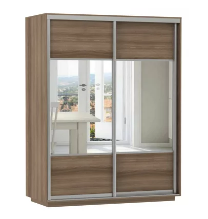 Шкаф-купе двухдверный Экспресс Дуо Комби 1600х2200h Ясень шимо тёмный_0