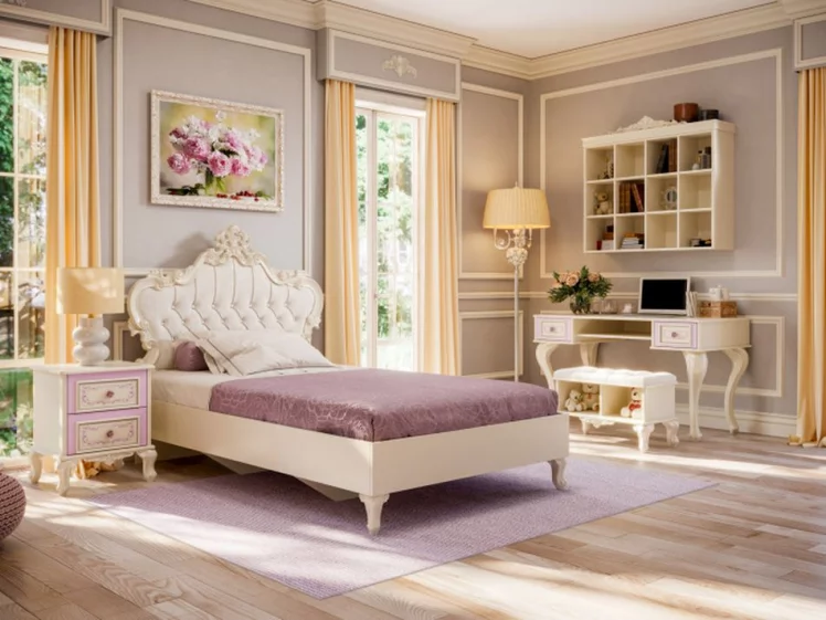 Стол письменный с банкеткой Маркиза 02 Алебастр Шампань_12