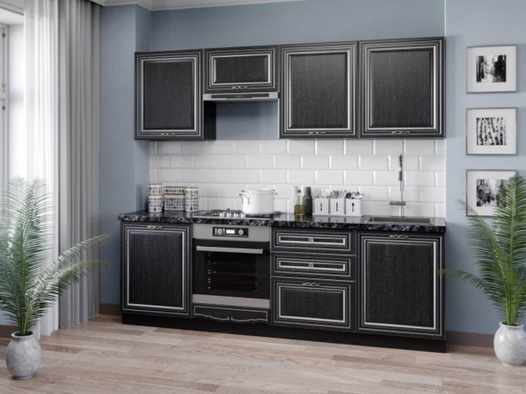 Кухонный гарнитур 2400 Италия №03 Черный Дуб темный_0