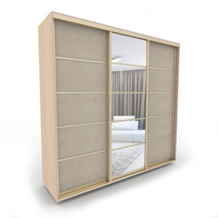 Шкаф-купе 3-х дверный Акцент-Квадро КЛ 1500х600 Дуб молочный/Золото_0