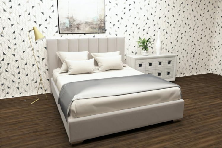 Мягкая интерьерная кровать Терра без основания Материал фасада: Металл/Велюр; Спальное место: 1800х2000 мм; Цвет: Кремовый_0