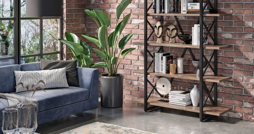 Стеллаж на регулируемых опорах - 3 полки LOFT VR.L-MST.O-3.8V Металл черный Дуб Аризона_1