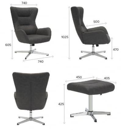 Кресло-реклайнер Еверпроф Аппле Ткань Темно-серый / Everprof Apple_4