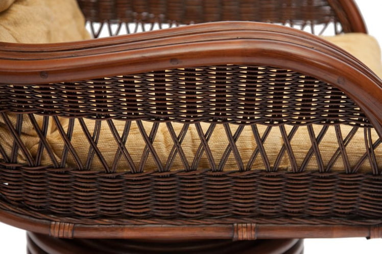 Кресло-качалка ANDREA Relax Medium /с подушкой/ Pecan Washed (античн. орех), Ткань рубчик, цвет кремовый_6