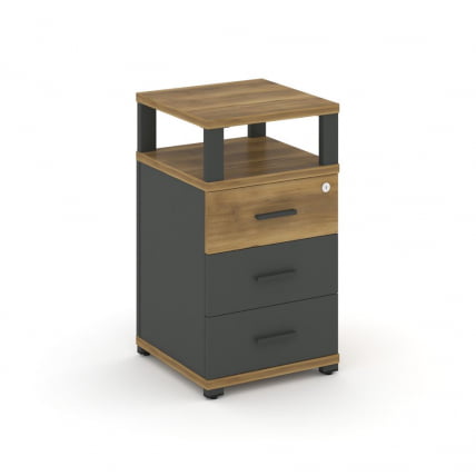 Тумба приставная с 3-мя ящиками и надставкой CONCEPT CN.TUP-003 B/W Сандал Янтарный Антрацит_0