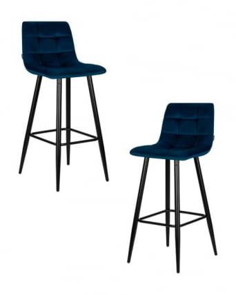 Стул барный ДОБРИН НИCОЛЕ (черные матовые ножки, темно-синий велюр (108-95)) 2 шт / DOBRIN NICOLE_0