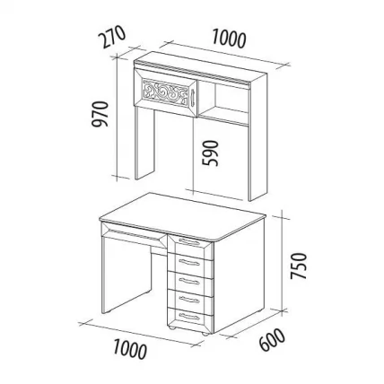 Стол с надстройкой Тиффани 60_1