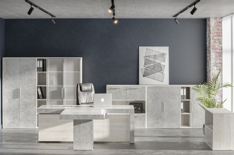 Шкаф низкий 3 створки, с нишей B-TONE BTN36152031 Сосна Бетон светлый_1