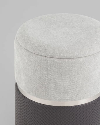 Пуф Кэрри с ящиком серо-черный шенилл с экокожей_6