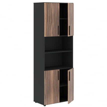 Шкаф с 2 комплектами глухих малых дверей VELION VENEER VRHCS 80.4 Американский орех Яшма черная_1