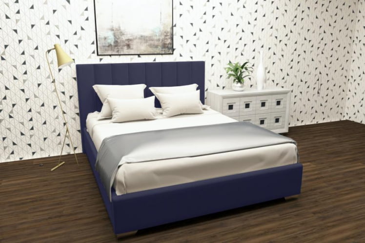 Мягкая интерьерная кровать Терра с подъемным механизмом Цвет фасада: Синий; Материал фасада: Металл/Велюр; Спальное место: 1800х2000 мм_0