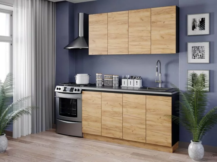 Кухня 2200 Шервуд №4 Черный Дуб золотой_0