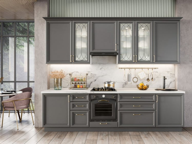 Шкаф для посуды 600 с 4 дверями Джелатто ЛД 241.470.000.115 Белый Оникс серый_4