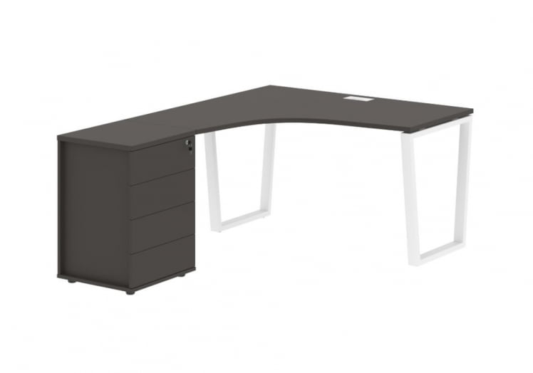 Стол эргономичный с тумбой левый EDIS EVCET 1318 L Мокко Белый_0
