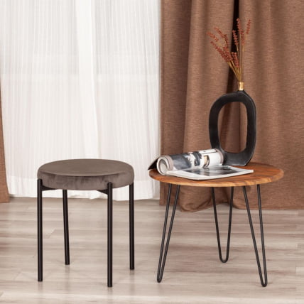 Табурет REVO (mod. 7034) ткань/металл, 44 х 44 х 47 см, темно-серый barkhat 14/черный_4