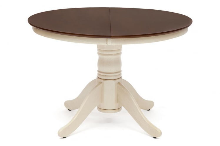 Стол обеденный раскладной Cairo / Каир (CT4260) дерево гевея, 100(133)х100х75см, Античный белый/Темный Дуб_4