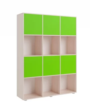 Стеллаж с фасадами ДМ 12 Дуб млечный/Зеленый_0