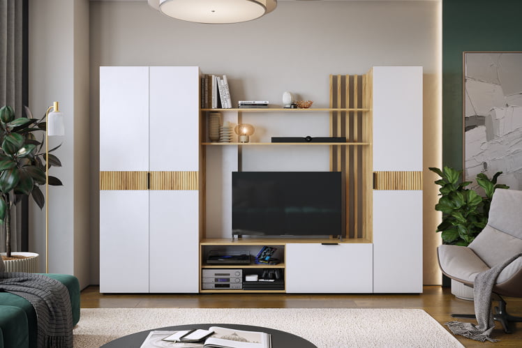 Гостиная ГК02Бери дуб крафт золотой/белое дерево_0