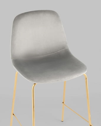 Стул полубарный Валенсия SN велюр Серый золотые ножки_2