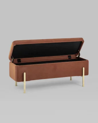 Банкетка с ящиком Болейн gold велюр Терракотовый_4