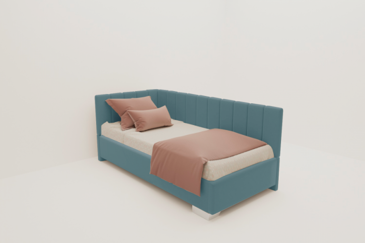 ДЕТСКАЯ МЯГКАЯ ИНТЕРЬЕРНАЯ КРОВАТЬ ТЕРРА БЕЗ ОСНОВАНИЯ (BERHOUSE) Материал фасада: Металл/Велюр; Спальное место: 800х2000 мм; Цвет: Голубой_0