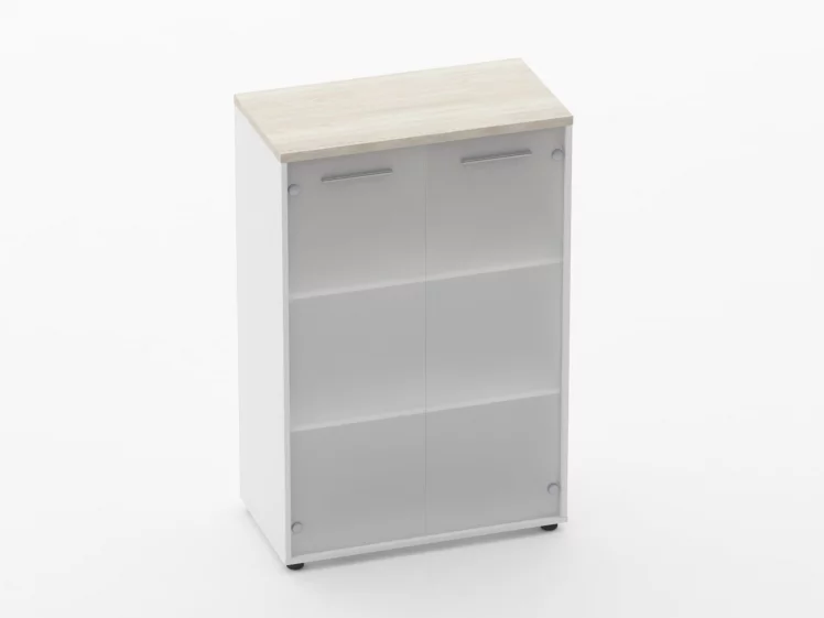 Шкаф 2 широкий 2 стеклянные двери Deka 10.12.161 Дуб Сантана светлый/Белый_0