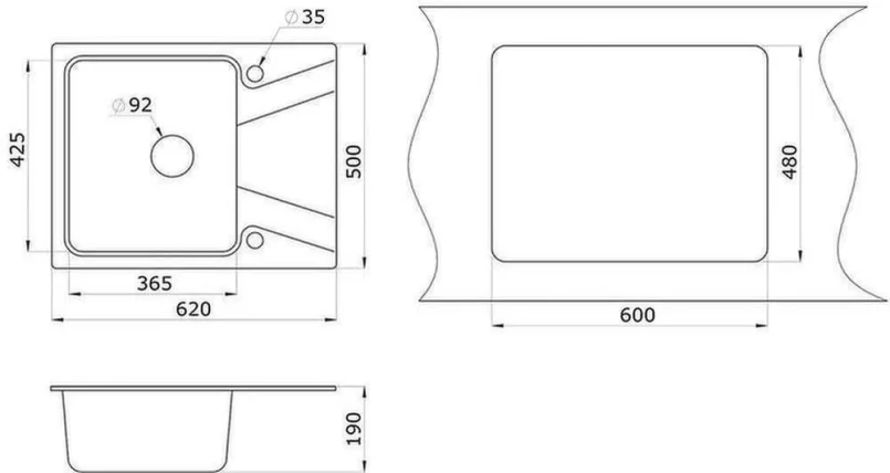 Кухонная мойка GRANULA 6201 Черный_2