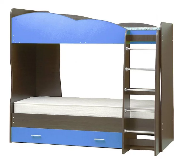 Кровать детская двухъярусная Юниор-2.1 Венге/Синий_0