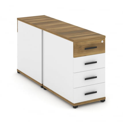 Тумба двухсторонняя опорная приставная с 4-мя ящиками CONCEPT CN.DTGO-002 B/W Сандал Янтарный Белый бриллиант Черный_0