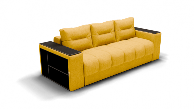 Диван Барон - 1 (ЗР) Цвет фасада: Желтый; Тип: Прямой; Материал фасада: Металл/Велюр_0