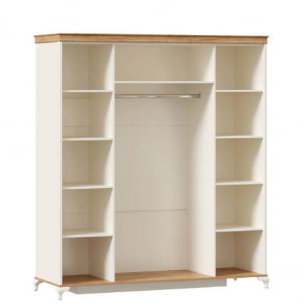 Шкаф четырехстворчатый с 4 зеркалами Вилладжио Алебастр/Дуб золотой_1