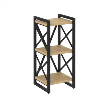 Стеллаж на регулируемых опорах - 3 полки LOFT VR.L-MST.O-3.4 Металл черный Тиквуд светлый_0