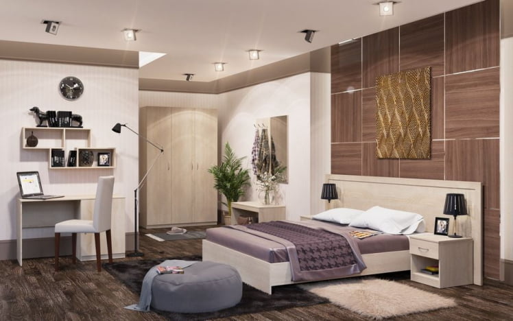 Комплект мебели для гостиничного номера Kann 01 Дуб сонома светлый_0