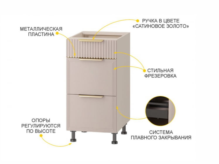 Напольный шкаф (3 ящика с системой плавного закрывания) Флоренция 107.90_5